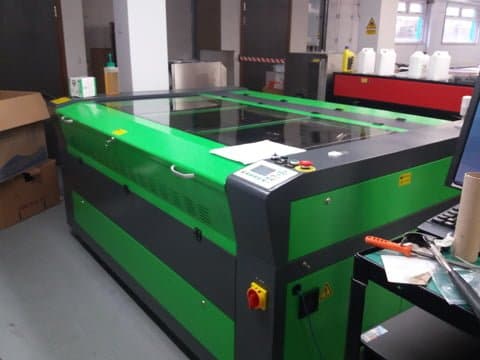 CO2 floor mounted laser installed in plastics engineering faculty of University in High Wycombe.