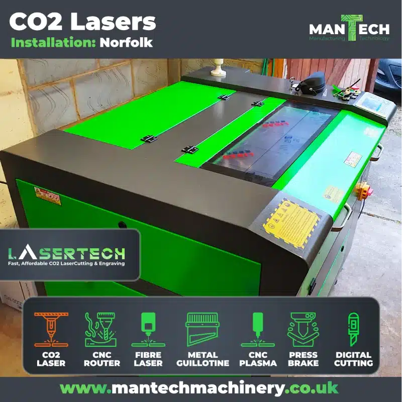 Lasertech 4060 CO2 Laser Cutting Machine Installed In Norfolk