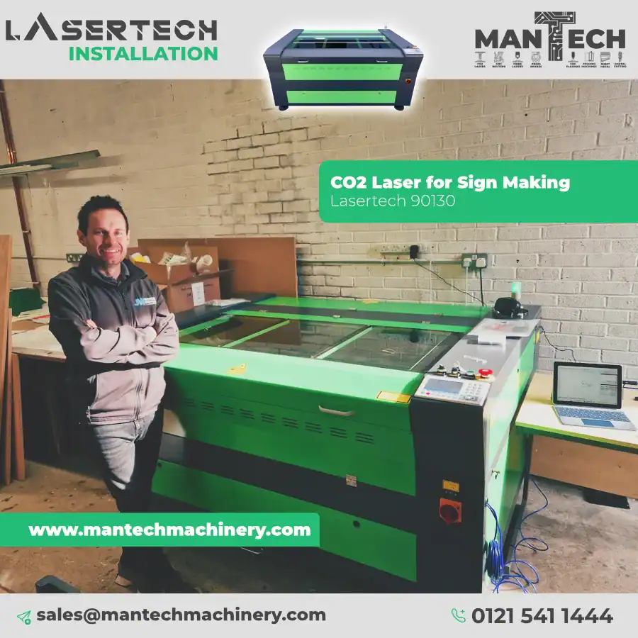 Lasertech 90130 CO₂ Laser Installed at JW Signs in Shirley