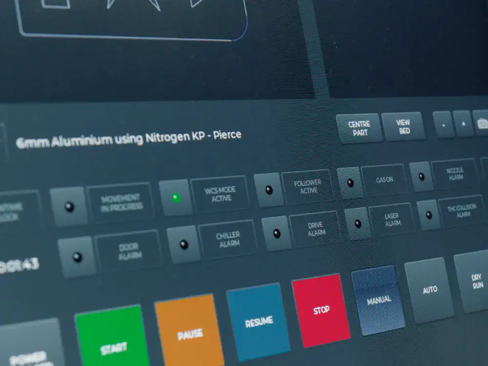 V-CUT fibre laser control software screens UK