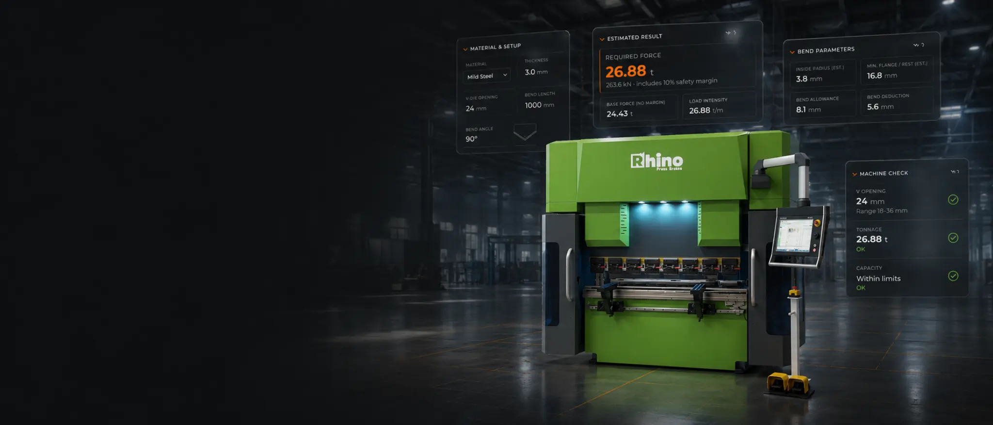 Press brake bending calculator — CNC press brake tooling, sheet metal bend and tonnage planning