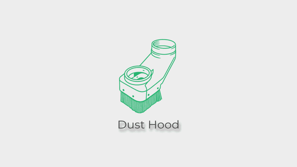 CNC router dust hood and extraction bristles