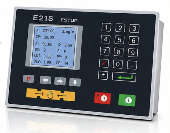 Estun E21S NC control unit with dot matrix display, keypad and start/stop controls