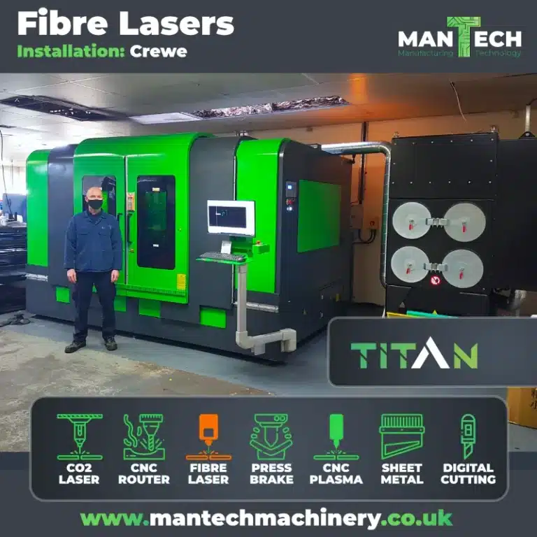 Instalación del cortador láser de fibra Titan T2 en Crewe - Mantech España